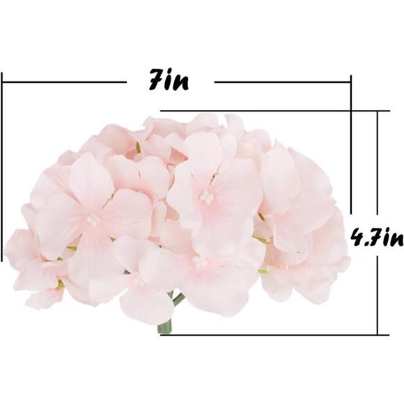 10Pack Silk Hydrangea Heads Artificial Flowers Heads w/ Stems Home Wedding Decor - Picture 4 of 5